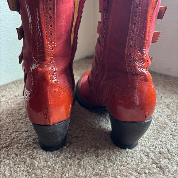 John Fluevog East End Woodland boots in maroon - Picture 2 of 4